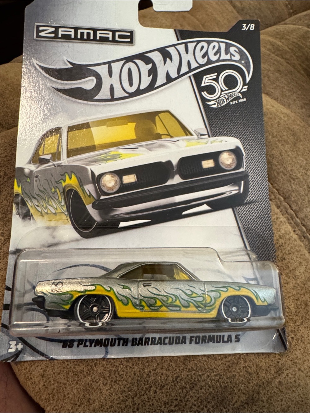 Mattel Hot Wheels Zamac '68 Plymouth Barracuda Formula S - Silver & Yellow